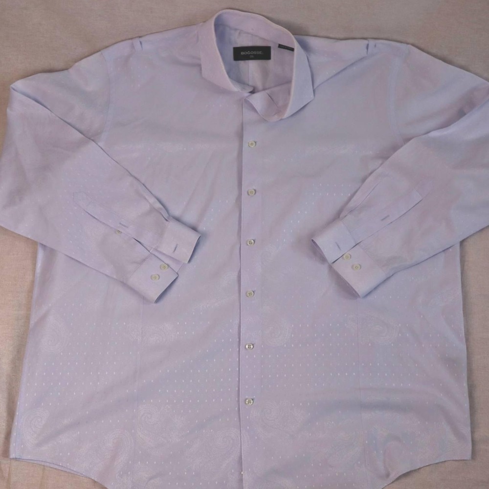 Bogosse Mens 2XL Light Blue Paisley Jacquard Button Down Shirt Winston-85 R